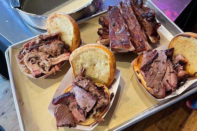 Our lunch: 3 sandwiches and a half-rack of ribs