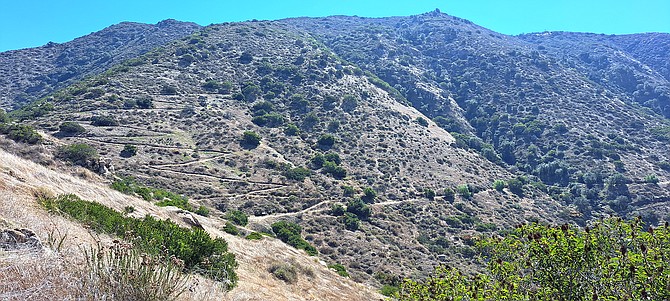 A flat section with more switchbacks ahead.