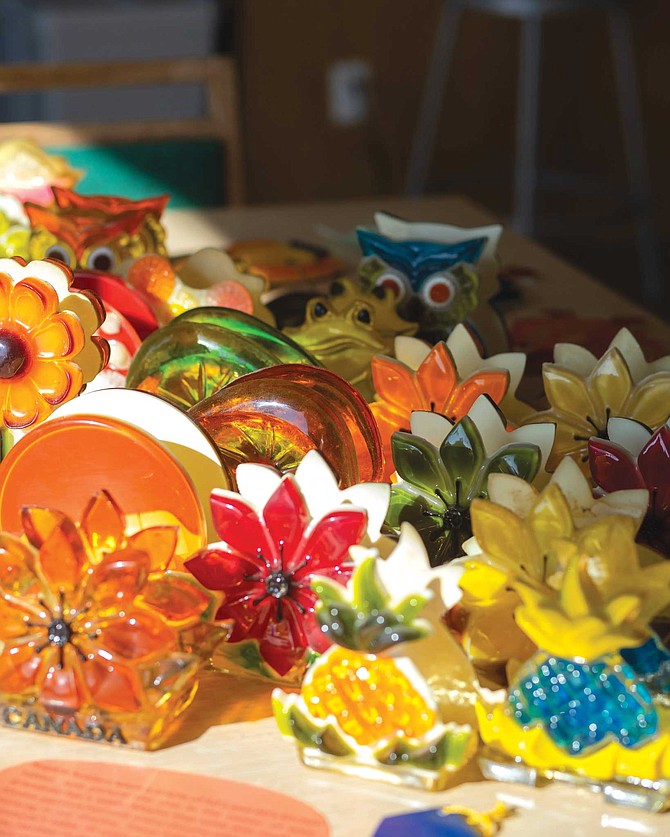 Adam Meyer’s collection of lucite napkin holders originated with his mother, who was walking through a flea market in Pittsburgh in the late ‘90s when she saw one in the shape of a Christmas tree. “She bought it because she liked it,” he says.