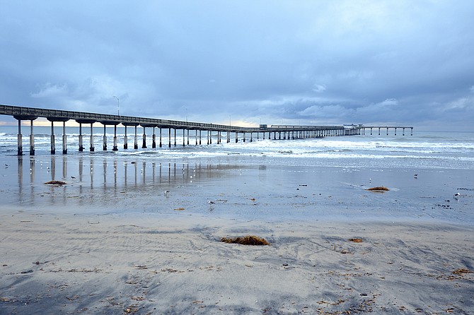 A winter low tide in Ocean Beach