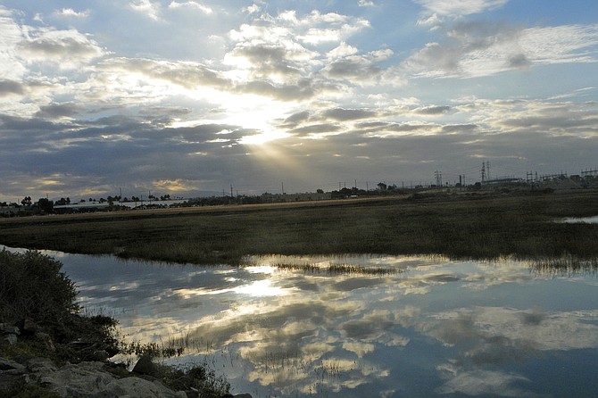 A sunrise over J Street in Chula Vista
