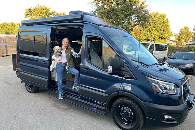 MaryBeth Pappas Baun with her heavily modified Ford Transit.