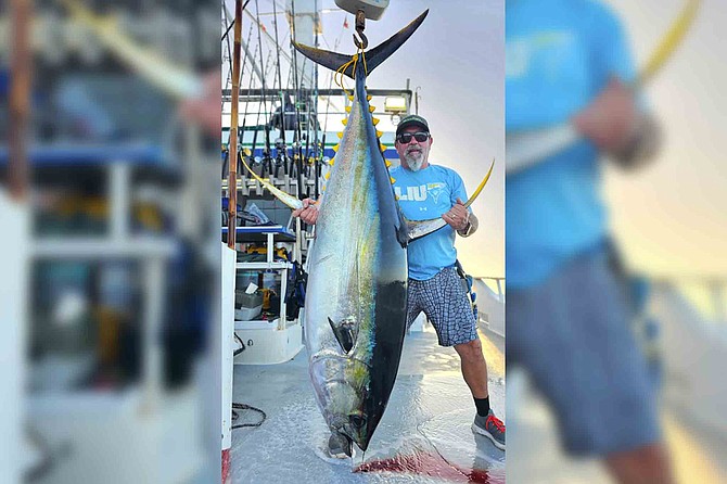 The cows are blowing up on the Hurricane Bank. This large ‘cow’ yellowfin tuna was bested by this happy angler while fishing aboard the Excel 16-day trip off the southern end of the Baja Peninsula.