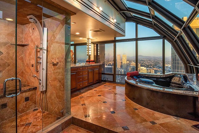A tub at the top of the tower