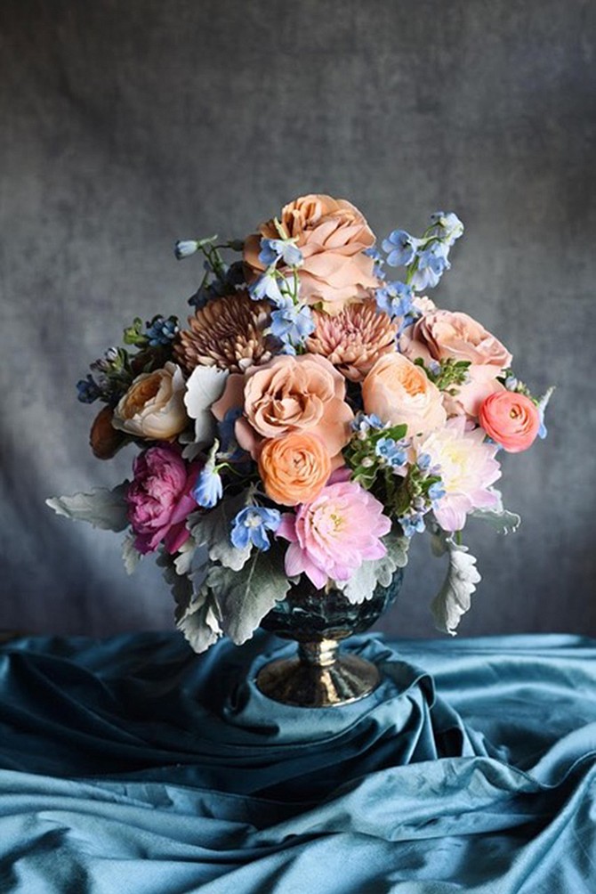In just hours, you will learn about color palettes, textures, design principles and all the artful tricks-of-the-trade to create your own decadent floral composition.