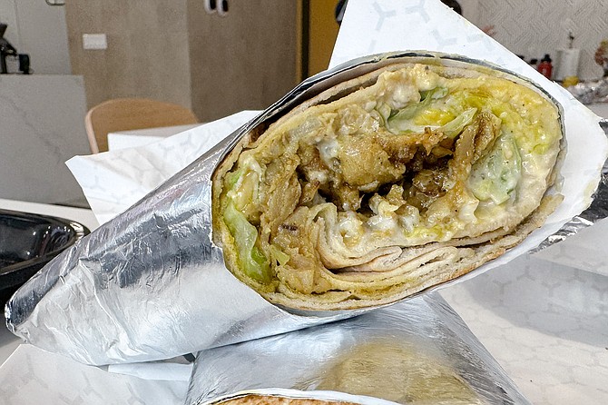 A vegan shawarma wrap