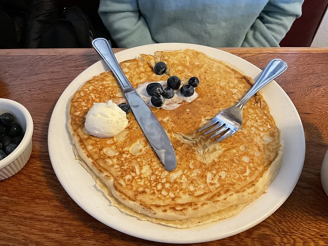Blueberries add color to Diane’s simple pancake.