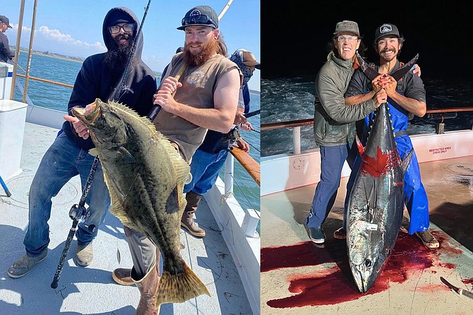 (left) The leader so far in the Dolphin’s Halibut Derby is a very nice ‘flatty’ at just over 20-pounds
(right) The Royal Polaris got into a solid bluefin nighttime bite in northern Baja waters during their return from an 18-day outing