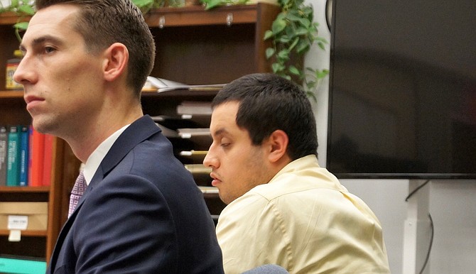 Flores (right) allegedly told the judge that he would kill his court-appointed attorney Wilschke (left) if he did not win the new trial.