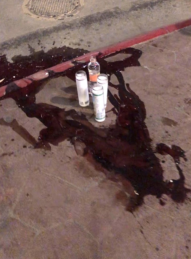 Blood on the corner of 4th and Revolución