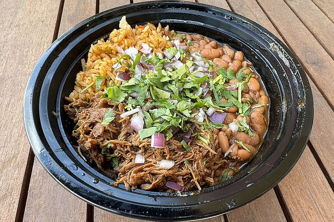 A birria rice bowl