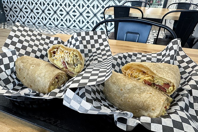 Two of several breakfast burritos offered at Burrito City