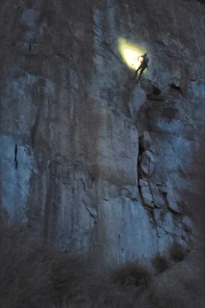 I know Mike sees only a bobbing headlight above him; he can spot nothing indicating either my confidence or my fear.”