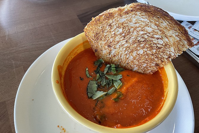 Tomato basil soup. $5 buys this bowl, with toast.