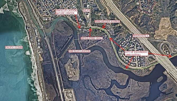 The leak is confined to an area near the Nature Center at the northern border of the lagoon.