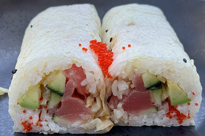 A spicy ahi sushi burrito
