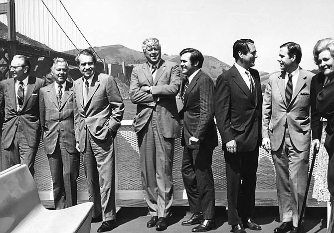 President Nixon (third from left) in San Francisco with Pete Wilson (second from right). Nixon encouraged Wilson to come west, where opportunities for a Goldwater Republican abounded.