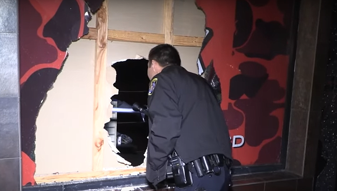Sneaker heisters cut a hole in Fire Kicks' wall and jumped in, making out with an estimated $20,000 worth of gear.
