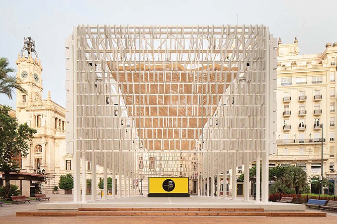 Valencia’s WDC pavilion, the Agora, before it was disassembled and relegated to a warehouse where it now sits.