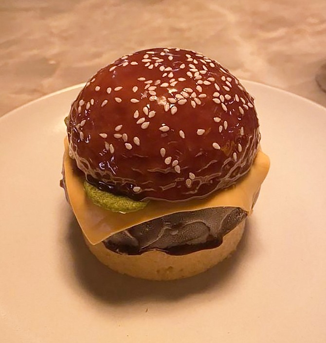 Posted by Yelp user Sleen D., this photo shows how closely The Whaling Bar's "The Hamburger" dessert resembles a cheeseburger.