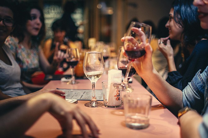 Drinking at a restaurant