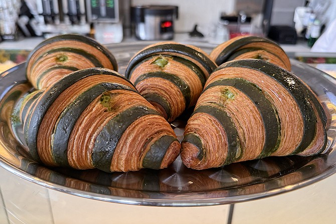Matcha-custard filled croissants