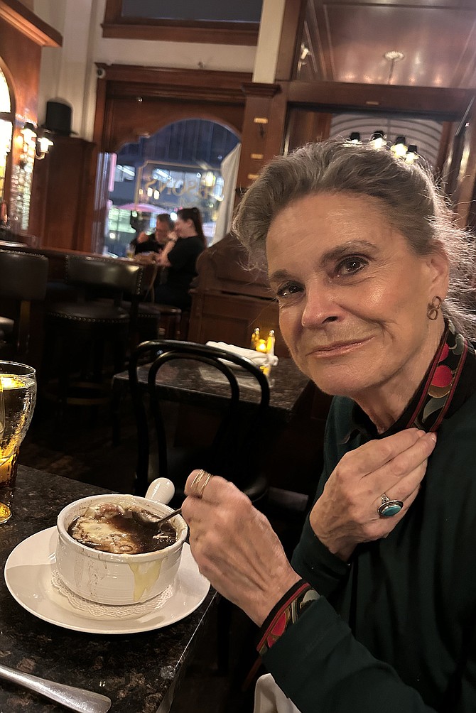 Diana with her French Onion Soup. Just to prove it’s not all about mussel bisque.