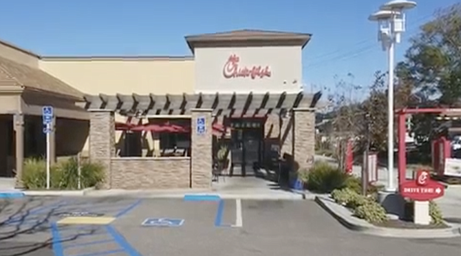 Encinitas Chick-fil-A. Expect only paper, wood, sugar-cane, or bamboo