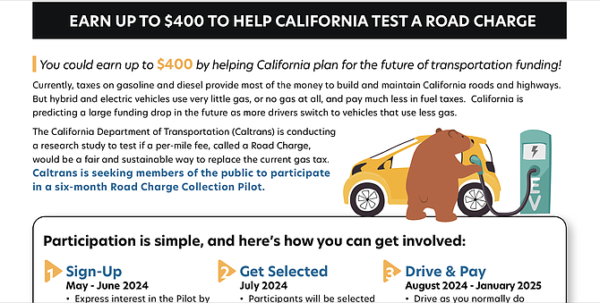 Caltrans promotional literature on Road Charge