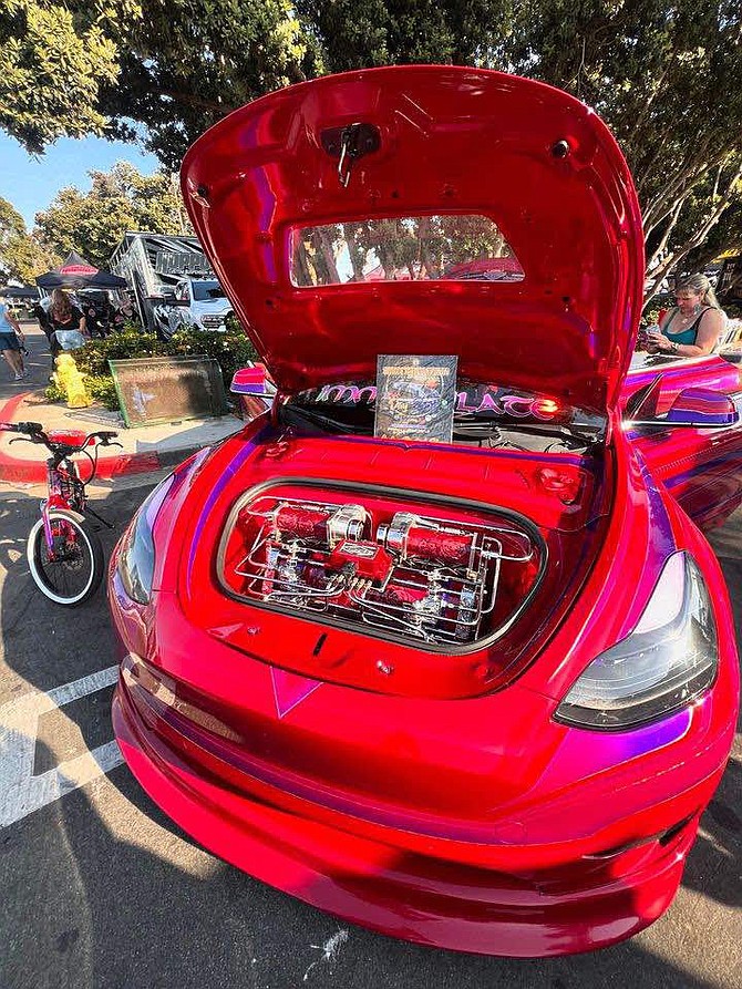 Romero's lowrider-inspired Tesla at Embarcadero