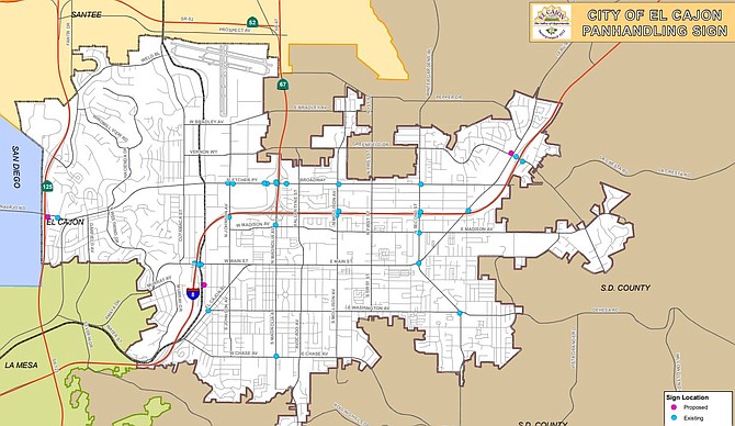 New and existing sign locations