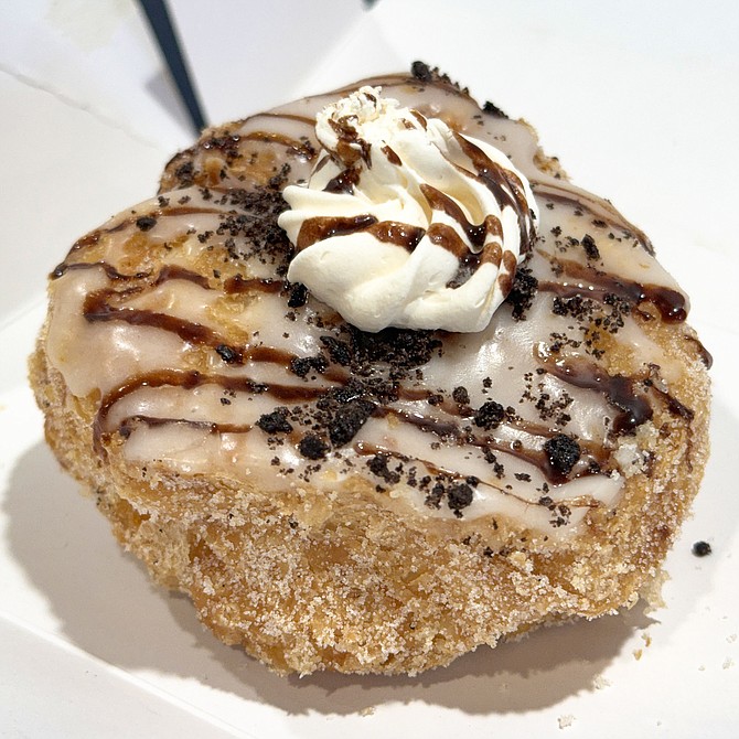 A "cookies n' cream" donut