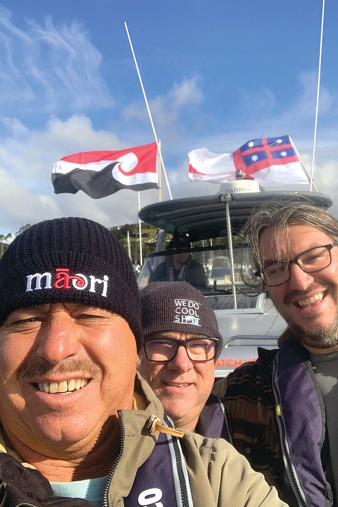 California team in New Zealand (left to right): Eric Muñoz, Dr. Robert Mooney, and Seth Jones.