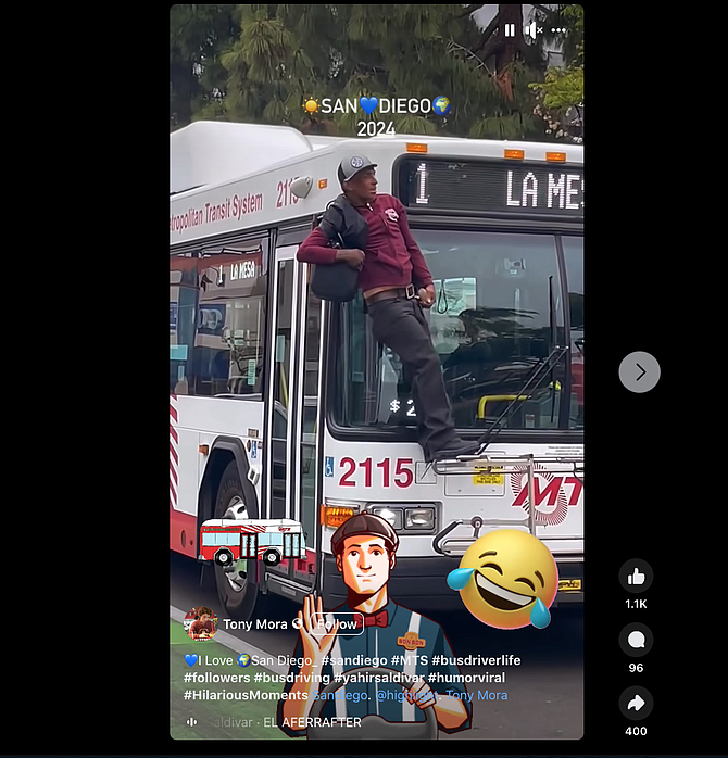 The man, who allegedly didn’t have a bus pass, stood atop the retractable bike rack