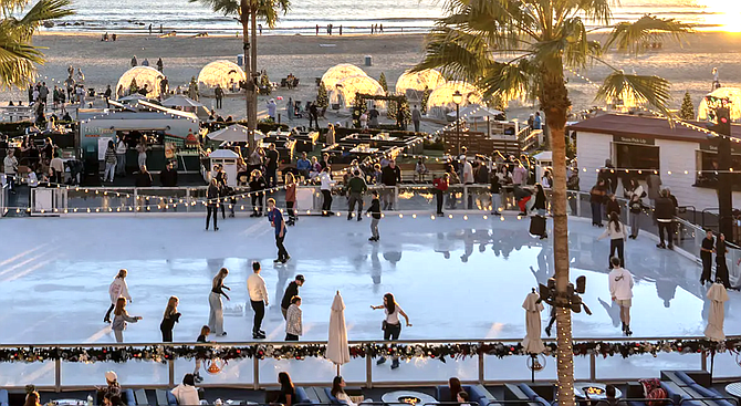 A pathway by the beach led us to the rear of the hotel, near its seasonal ice-skating rink, shown here from the hotel's website.