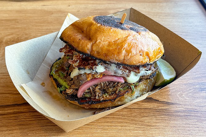 A birria Torta from Tuétano Taqueria, now open in Chula Vista