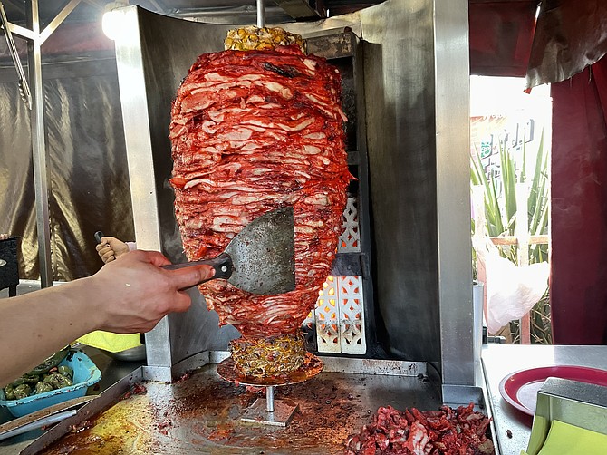 Classic adobada spiked between two chunks of pineapple.
