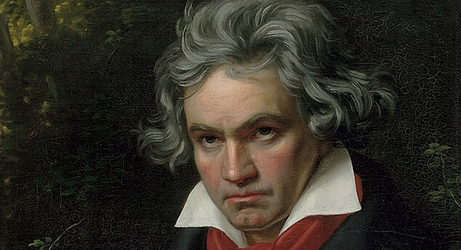 Beethoven solving humanities woes with his intellect.