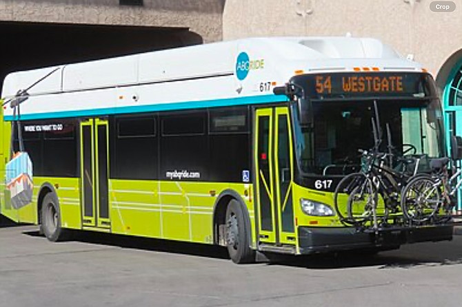 An Albuquerque bus. The whole bus network is free for passengers.