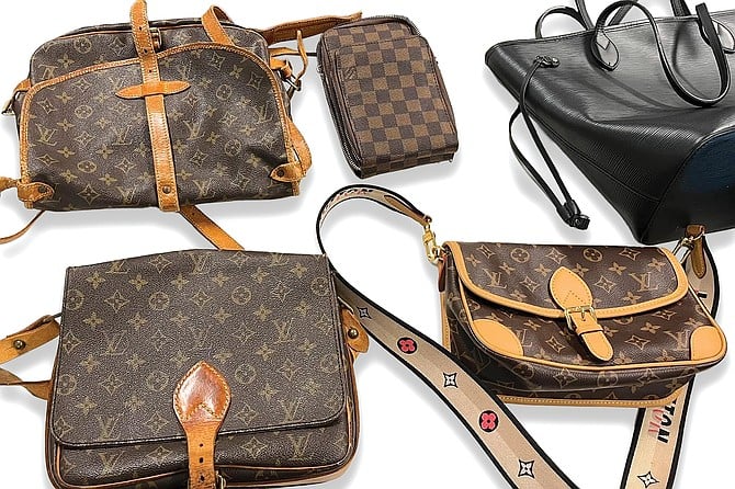 Carlsbad detectives uncovered multiple designer handbags at a residence in Los Angeles, including classic Louis Vuitton pieces valued at thousands on the secondary market.