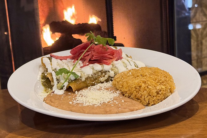 Chicken enchiladas in salsa verde