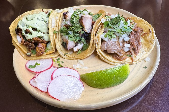 A street taco platter lunch special at La Familia