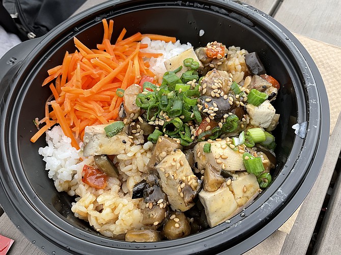 Diane’s teriyaki rice bowl. Sesame gives that taste twist.