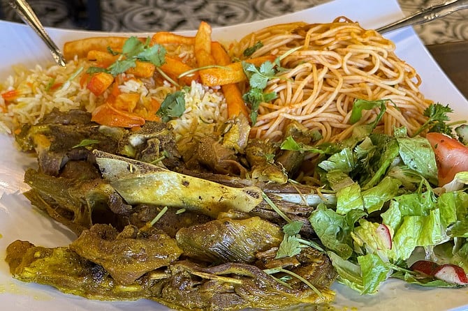 Goat Mandi, a dish served at Somali restaurant Bisbas