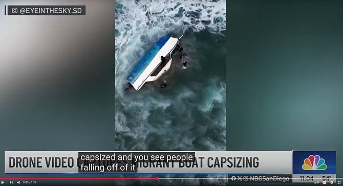 Capsized boat off Ocean Beach
