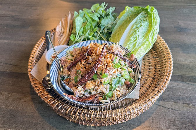 Nam Khao crispy rice lettuce wraps