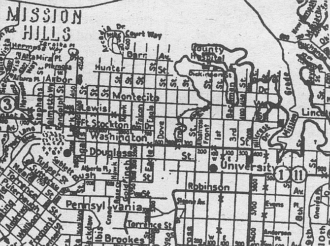Douglas Street on 1925 map