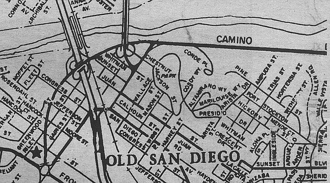 That northwest end of Chestnut vanished in the 1960s, when an I-8 freeway ramp was built on the site of the old trailer park.