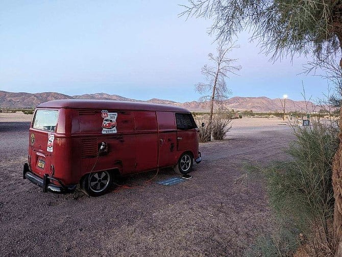 EV West has converted this 1962 VW bus into an electric vehicle they call the 'Rust Bus.'