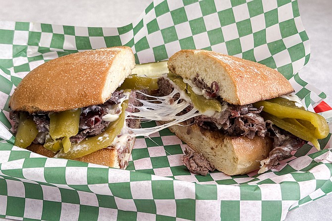 The South of the Border Sandwich, with roast beef and Ortega chilies, from Beyer Deli